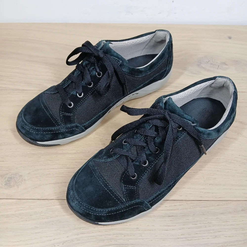 Dansko Black Leather‎ Mesh Lace Up Comfort Walking Shoes Sneakers 1618